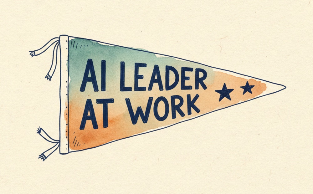 Felt pennant reading AI Leader at Work